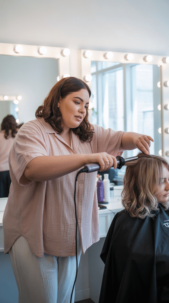 32 Flattering Plus-Size Hairstylist Outfits for Work 2 Breathable Cotton Blend Coordinates