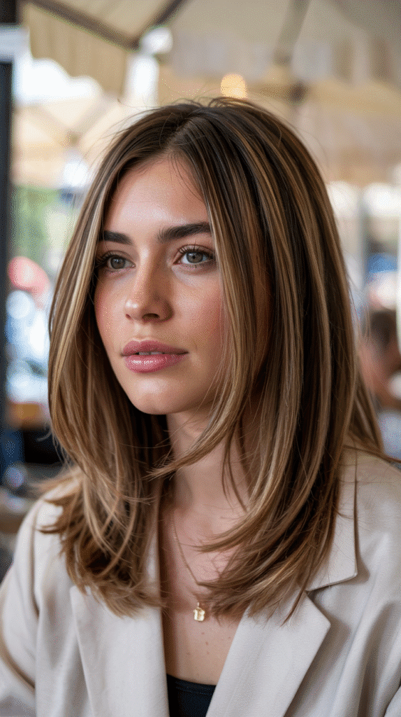 Long Bob with Curtain Bangs and Face-Framing Layers