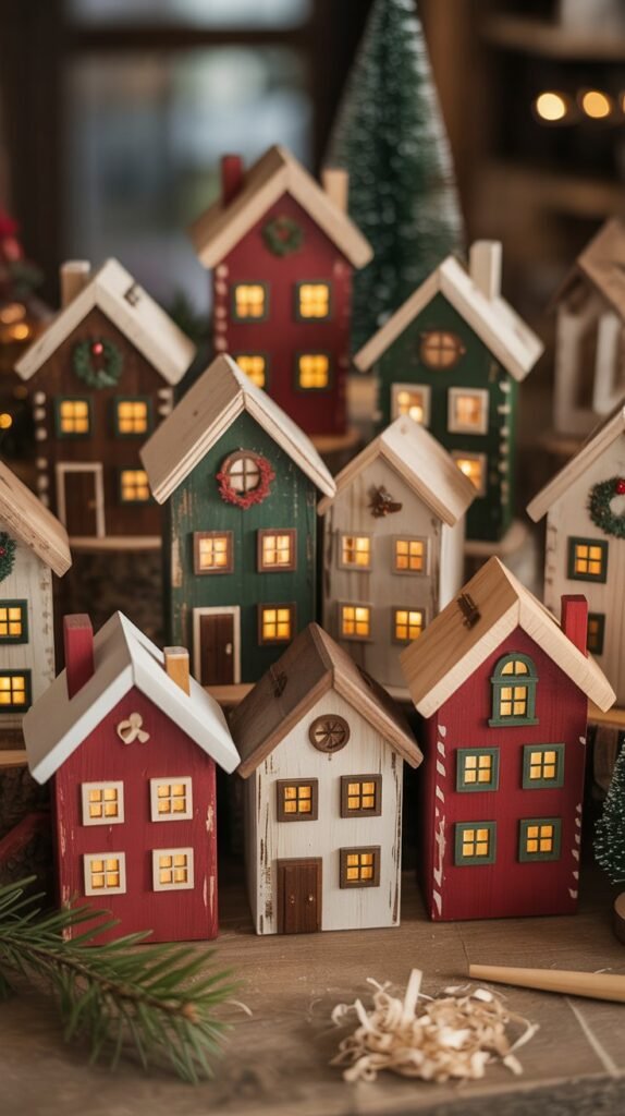 Wooden Christmas Village Houses