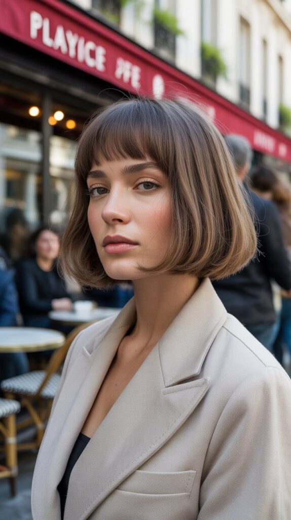 27 Stunning Bob Haircuts for Fine Hair 2025 2 The French Bob with Bottleneck Bangs