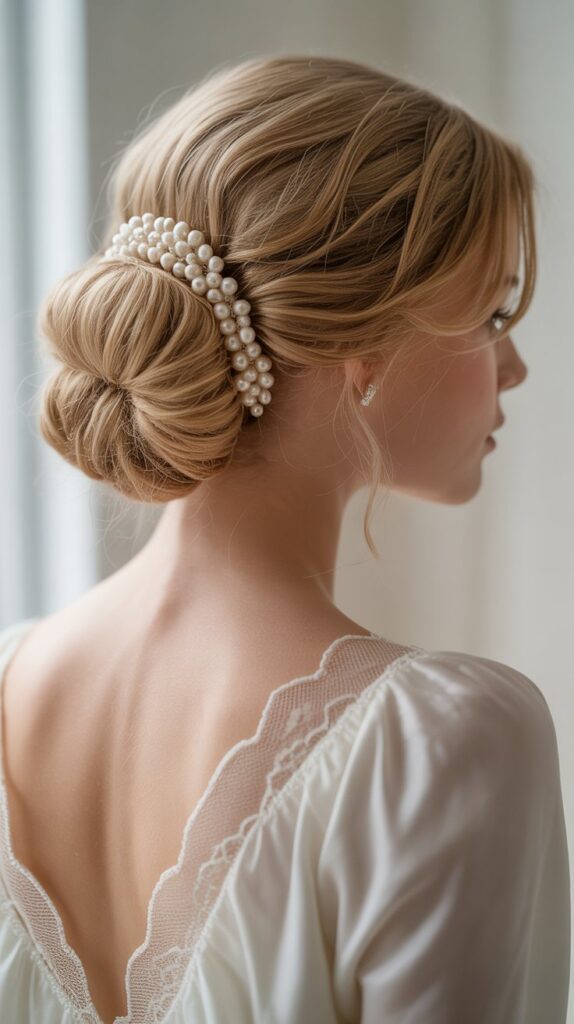 Low Chignon with Curly Texture