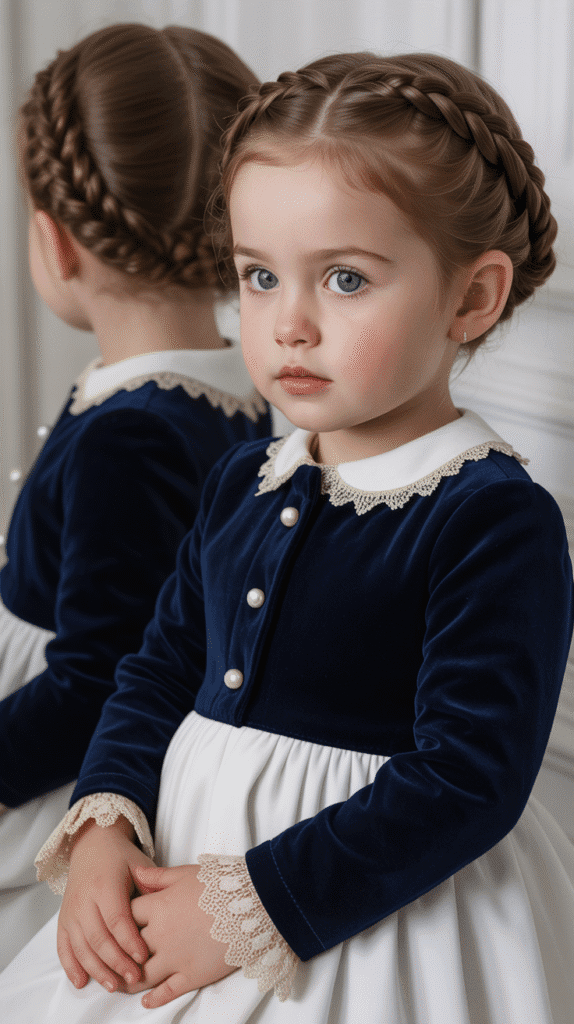 33 Cute Winter Hair Braids for Kids 14 Milkmaid Braid