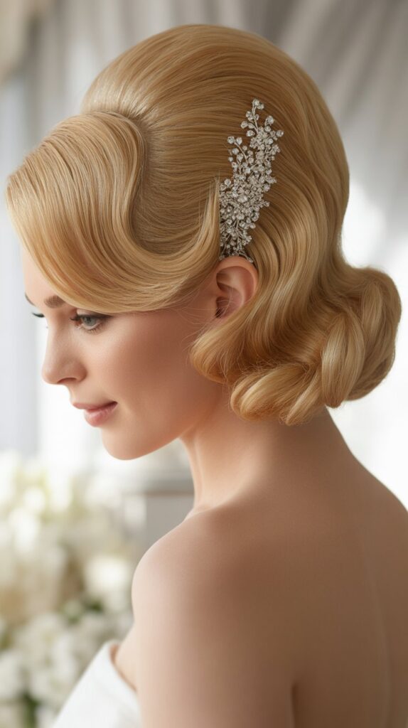 33 Best Half-Up, Half-Down Bridal Hairstyles 4 . Voluminous Bouffant Half-Up