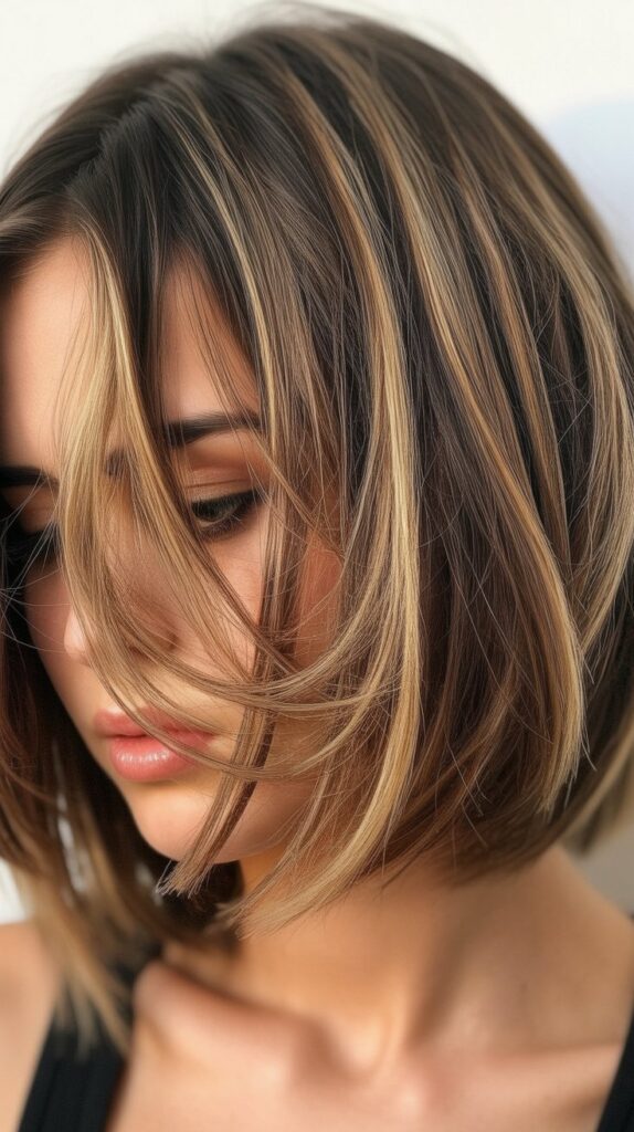 Choppy Bob with Balayage for Fine Hair