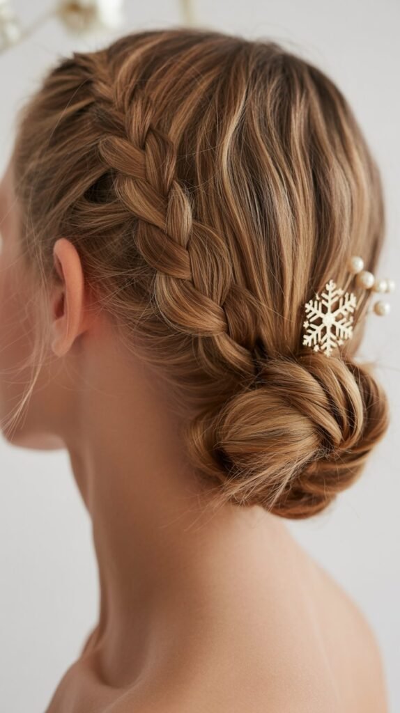 Waterfall Braid into Low Bun