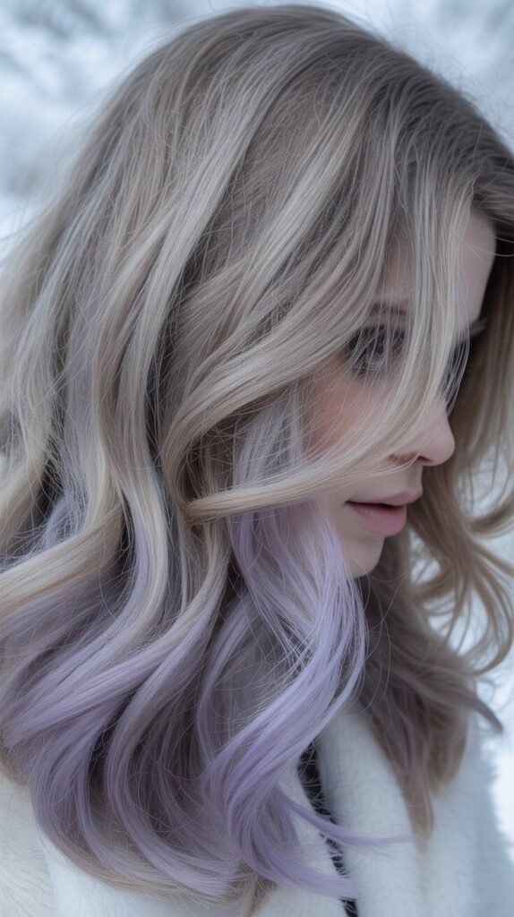 Ash-Blonde Highlights with Purple Toner