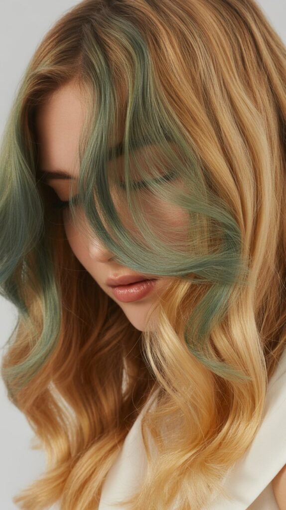 Smoky Pistachio Under Golden Blonde