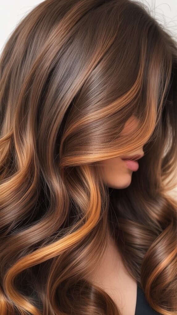  Bold Caramel Balayage with Maximum Contrast