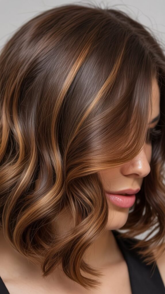  Caramel Balayage on Short Brown Hair