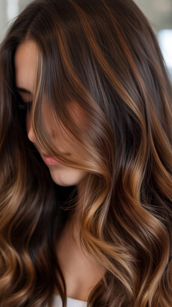 Classic Caramel Balayage on Dark Brown Hair