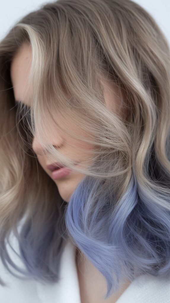 Soft Periwinkle Under Ash Blonde