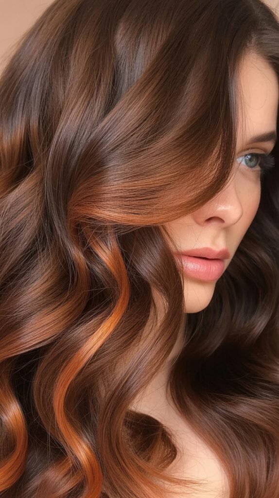 Copper Lowlights on Brown