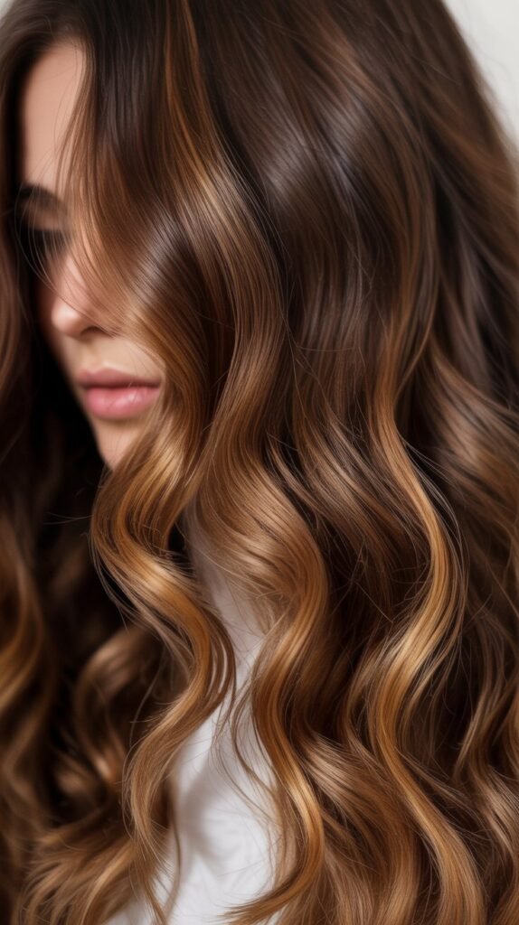Caramel Balayage on Wavy Brown Hair