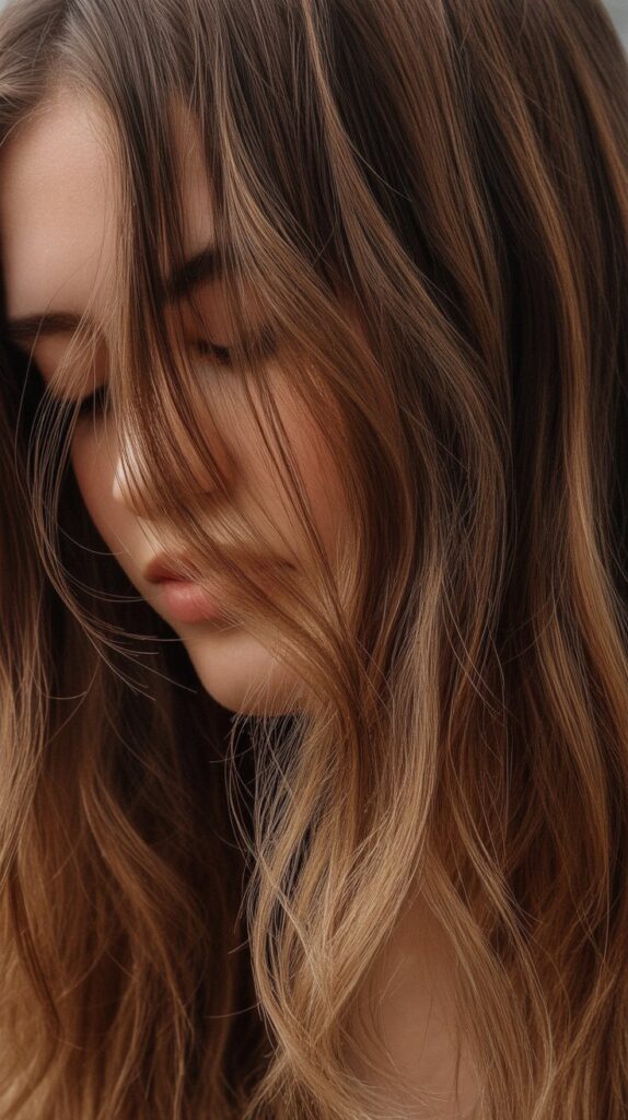 34 Trendy Brunette Balayage Hairstyles with a Money Piece 30 Soft Brunette with Babylights Money Piece