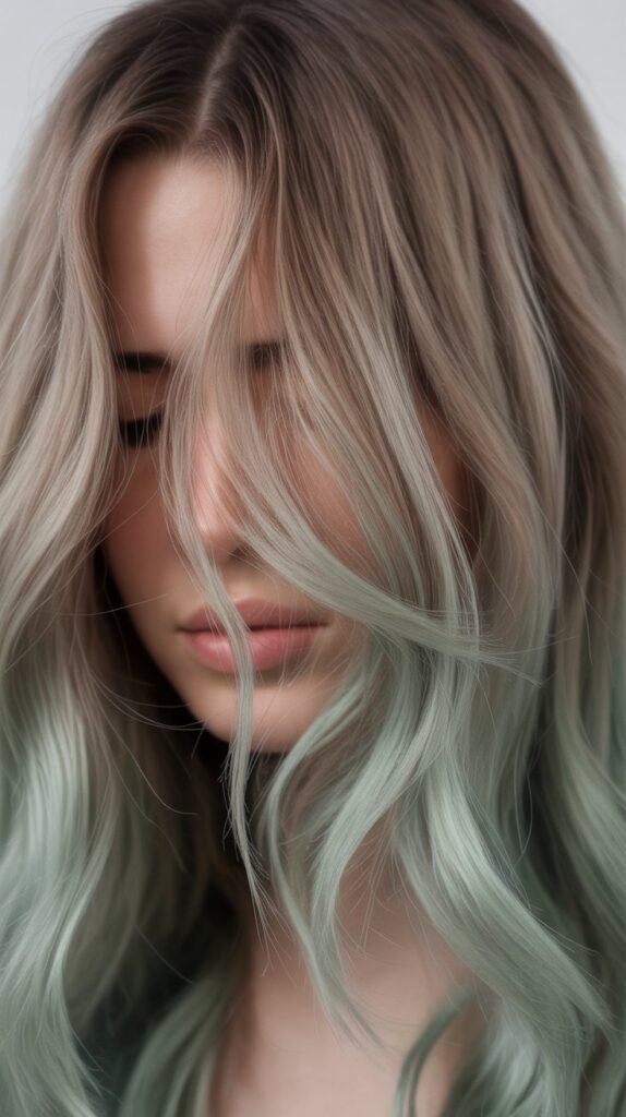 Soft Mint Under Dark Ash Blonde