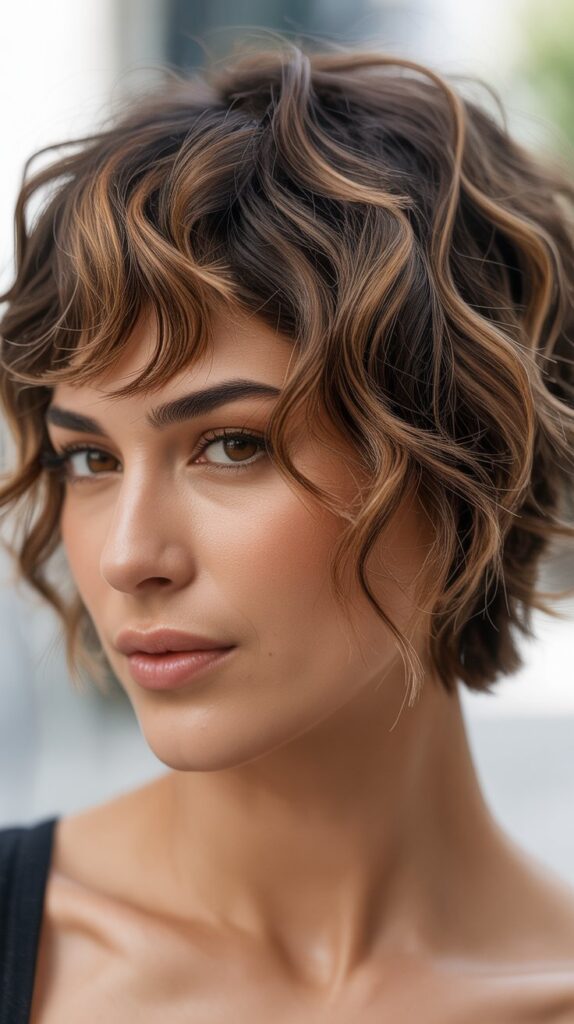 27 Gorgeous Wavy Pixie Hairstyles for Thick Hair 15 Wavy Pixie with Textured Fringe