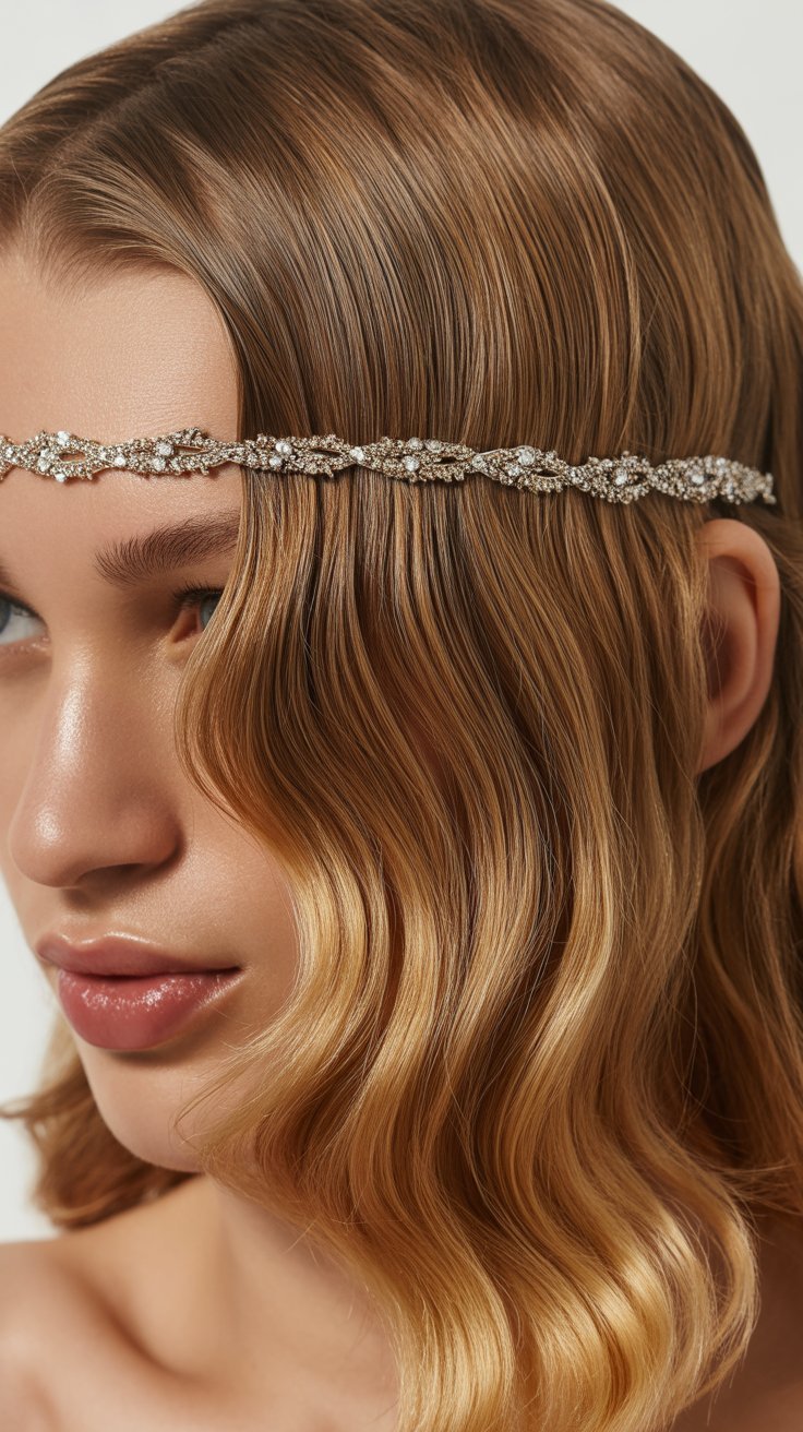 Side-Swept Waves with Jeweled Headband