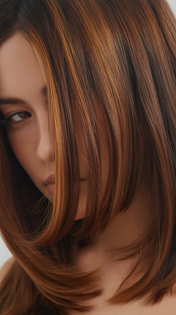 Caramel Highlights with Side Part