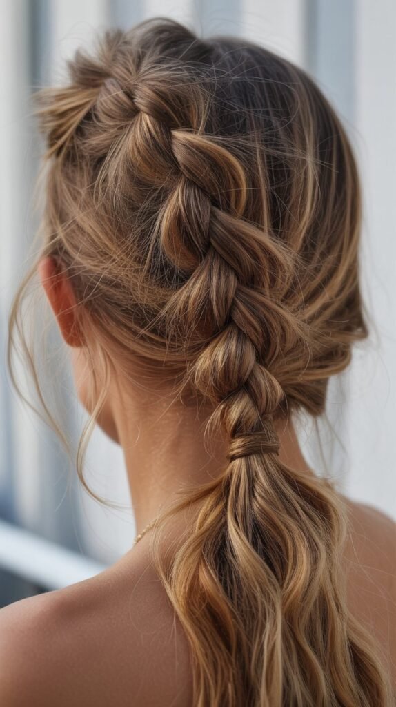  Messy French Braid Ponytail