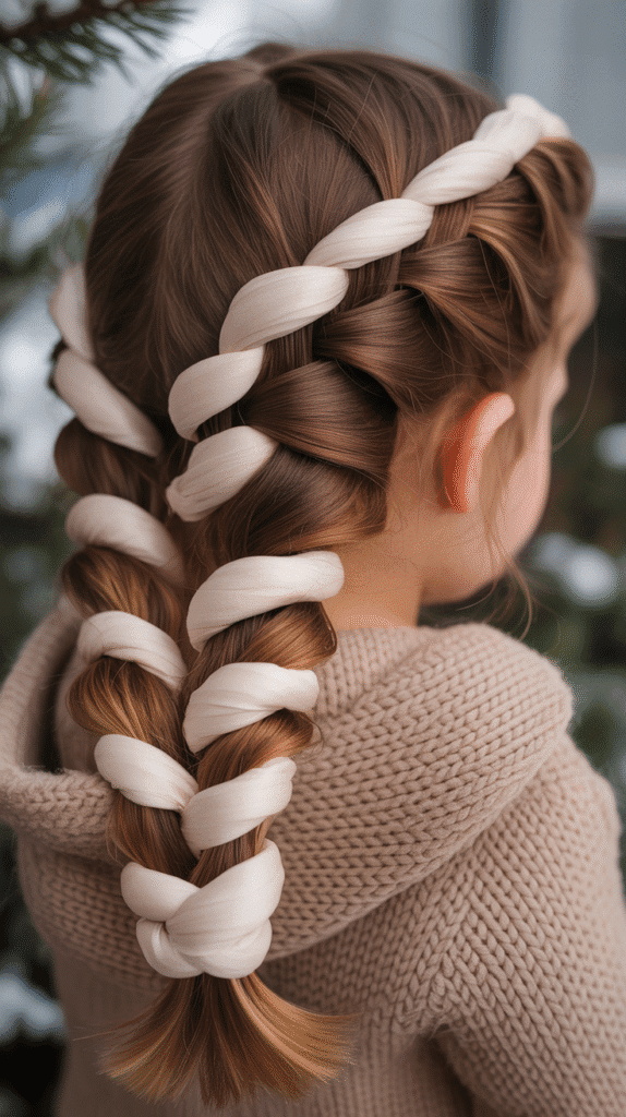 33 Cute Winter Hair Braids for Kids 32 Wrapped Braid