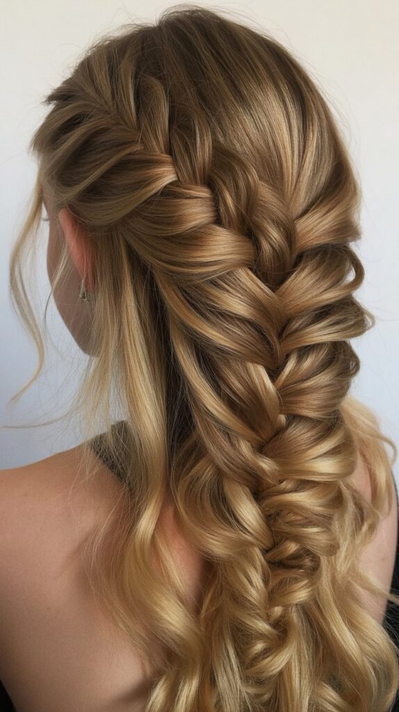 Top 27+ Half-Up Half-Down Prom Hairstyles 11 Fishtail Braid Half-Up Style