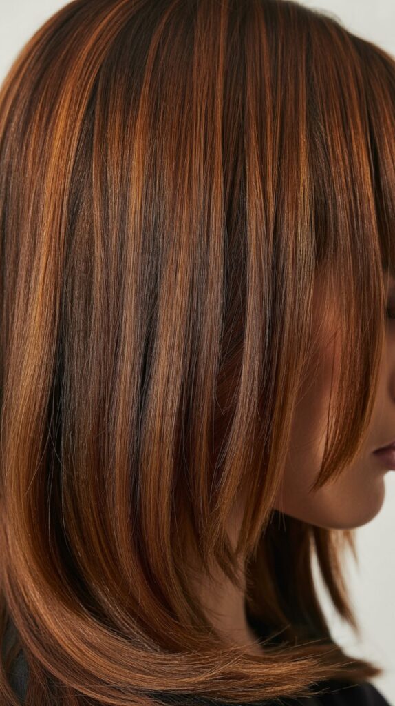 30 Caramel Highlights on Layered Brown Hair 8 Caramel Ribbon Highlights on Straight Layers
