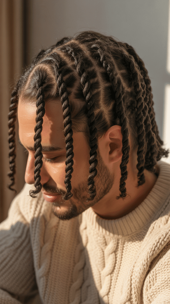 33 Stylish Winter Hair Braids for Men 2 Two-Strand Twists