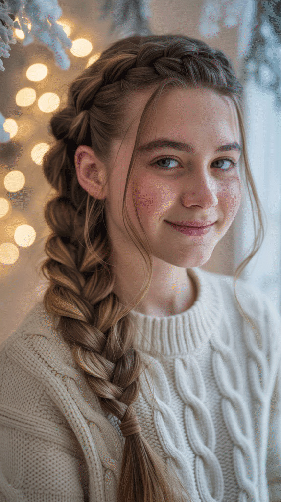 30 Adorable Cute Winter Hairstyles with Braids 9 Four-Strand Braid