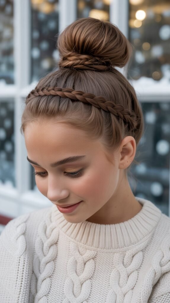 High Bun with Braided Wrap