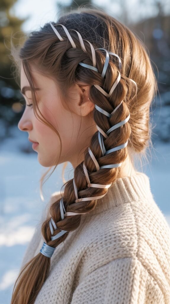 Fishtail Braid with Ribbon Weave