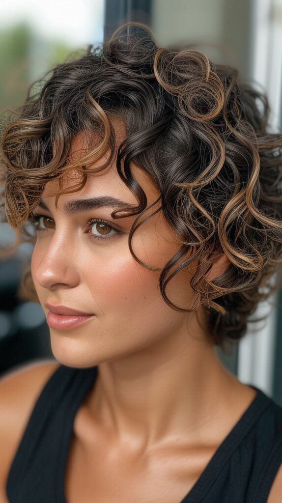 27 Gorgeous Wavy Pixie Hairstyles for Thick Hair 7 Curly-Wavy Pixie with Defined Ringlets