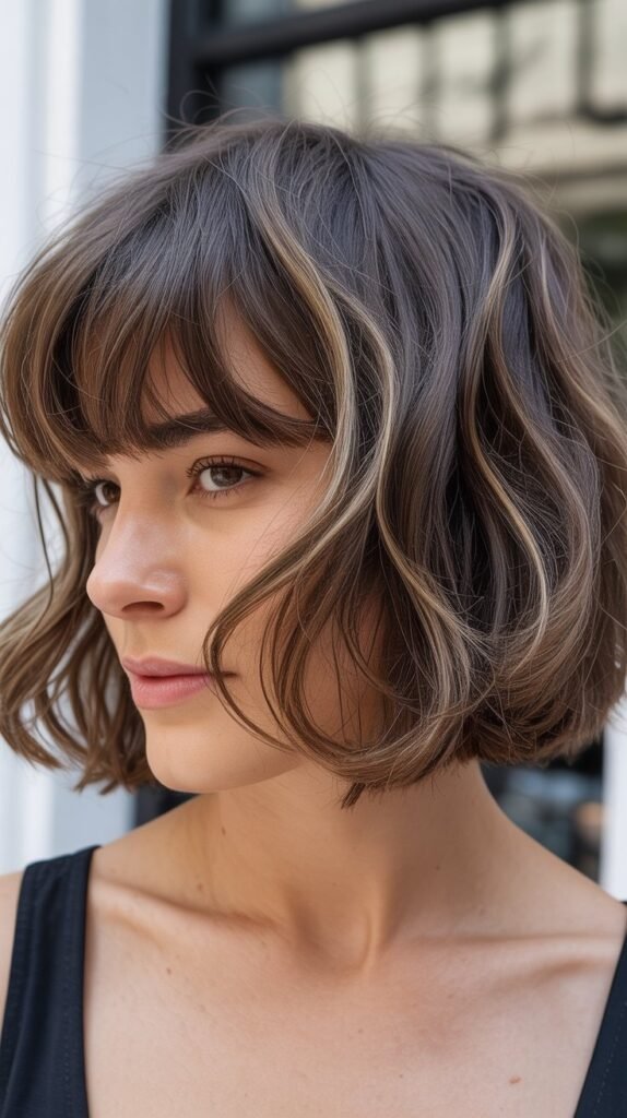  Messy Bob with Uneven Bangs