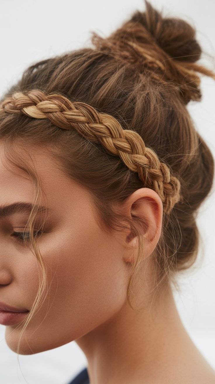 Messy Low Bun with Braided Headband