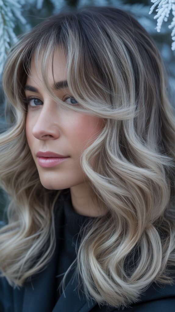 Ash-Blonde Highlights with Bangs