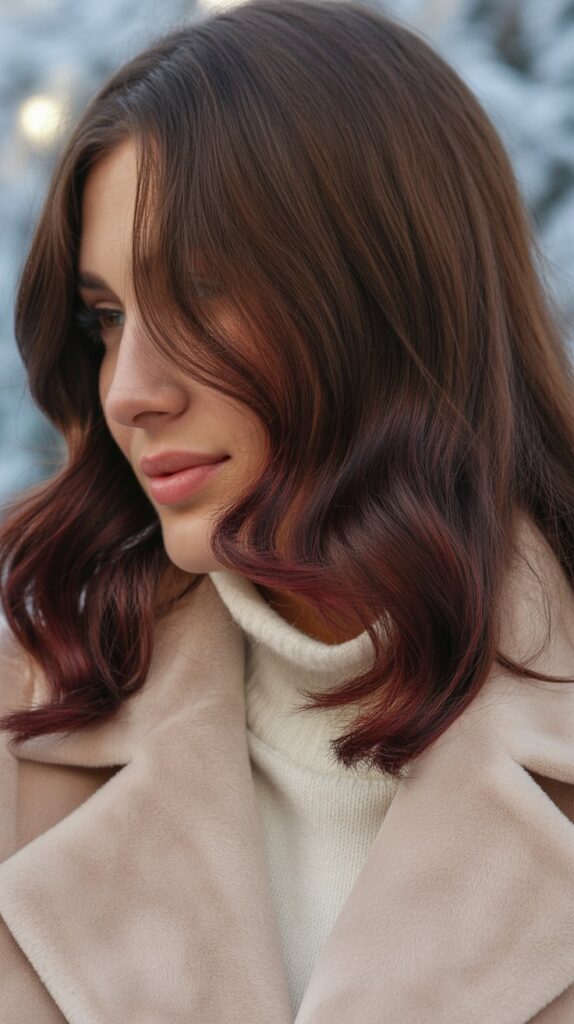 Best 27+ Elegant Winter Hair Colors for Brunettes 10 Burgundy Lowlights