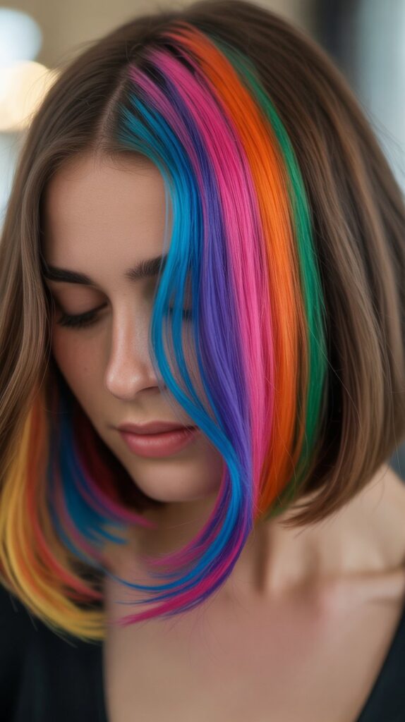 26 Flattering Angled Bob Haircuts Round Faces 26 Angled Bob with Hidden Rainbow