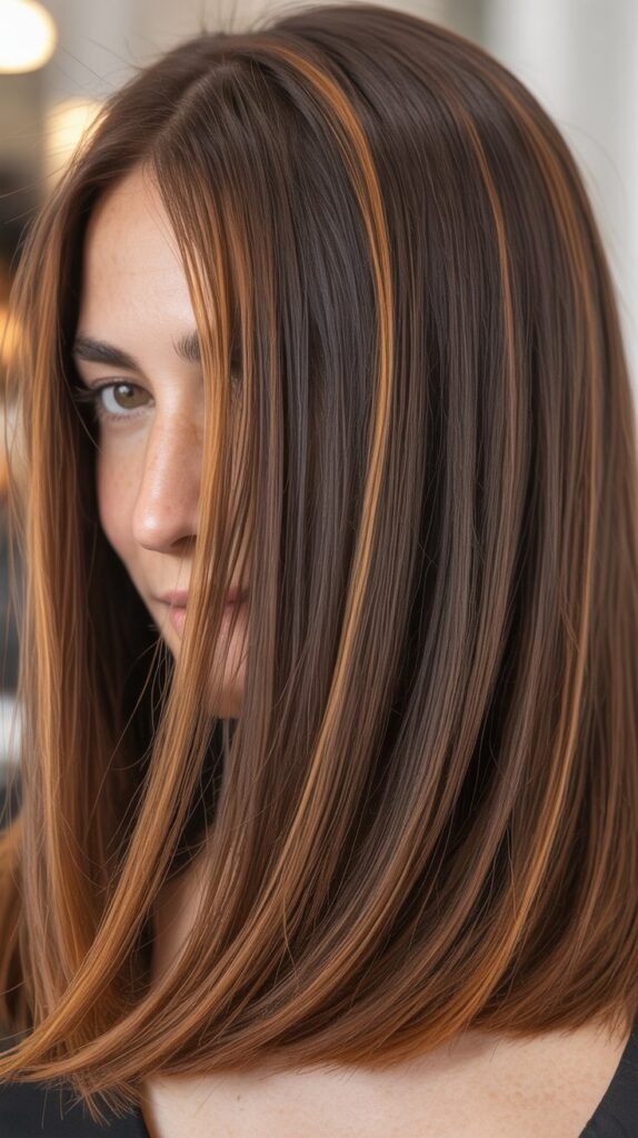 Caramel Highlights for Shoulder-Length Hair