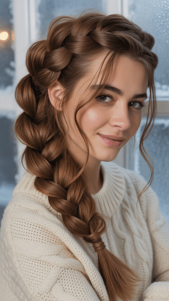 27 Cute Winter Hairstyles for School 25 Chunky Braid