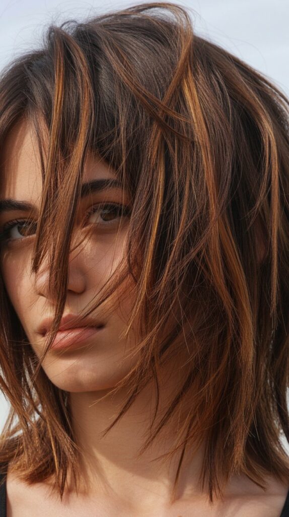 30 Caramel Highlights on Layered Brown Hair 10 Caramel Highlights on Choppy Layers