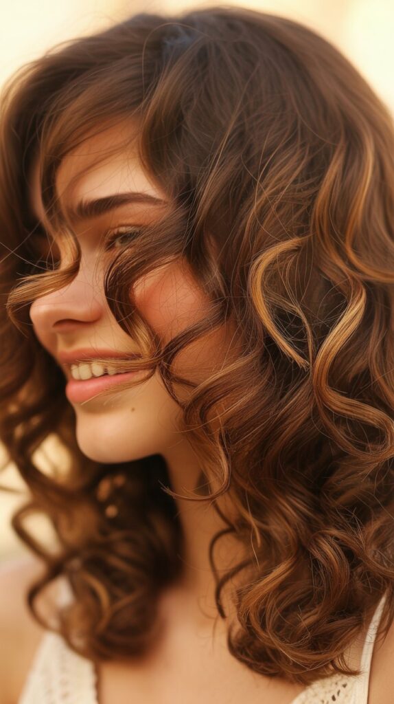 30 Caramel Highlights on Layered Brown Hair 6 Honey Caramel Highlights Throughout