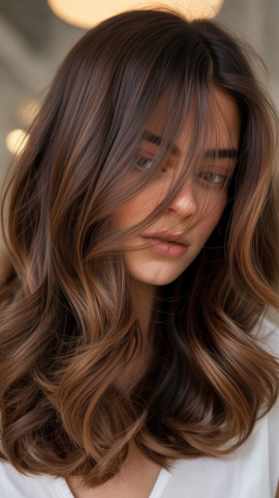 30 Caramel Highlights on Layered Brown Hair 12 Deep Caramel Highlights for Subtle Warmth