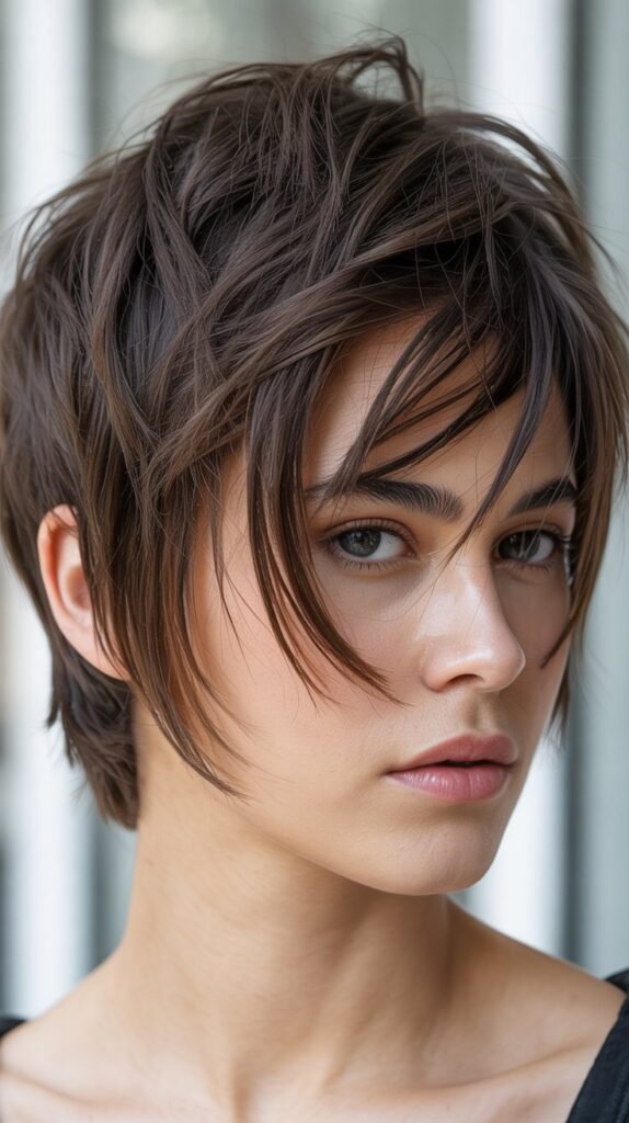 Feathered Choppy Pixie Bangs