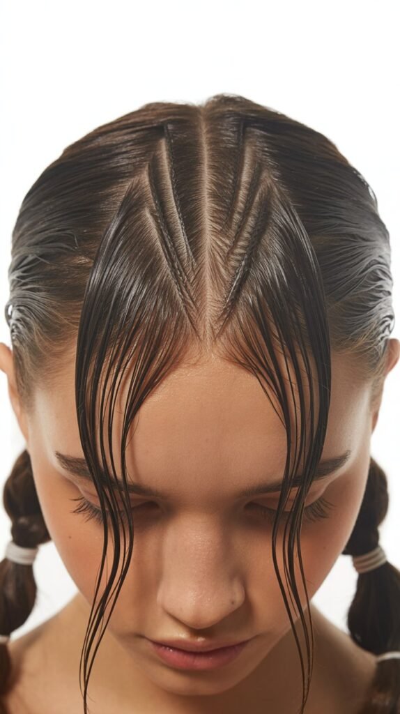 Zigzag Part with Low Pigtails