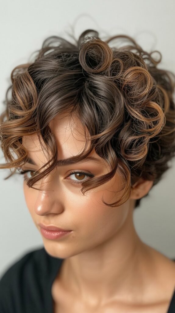 Short Layered Pixie for Curls