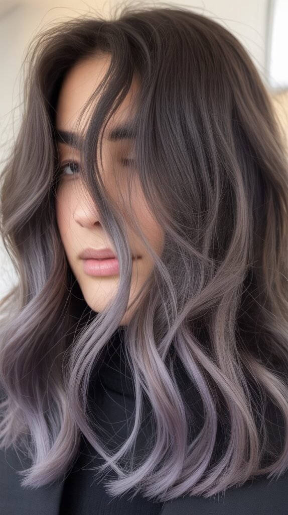 Muted Lavender Under Dark Ash Brown