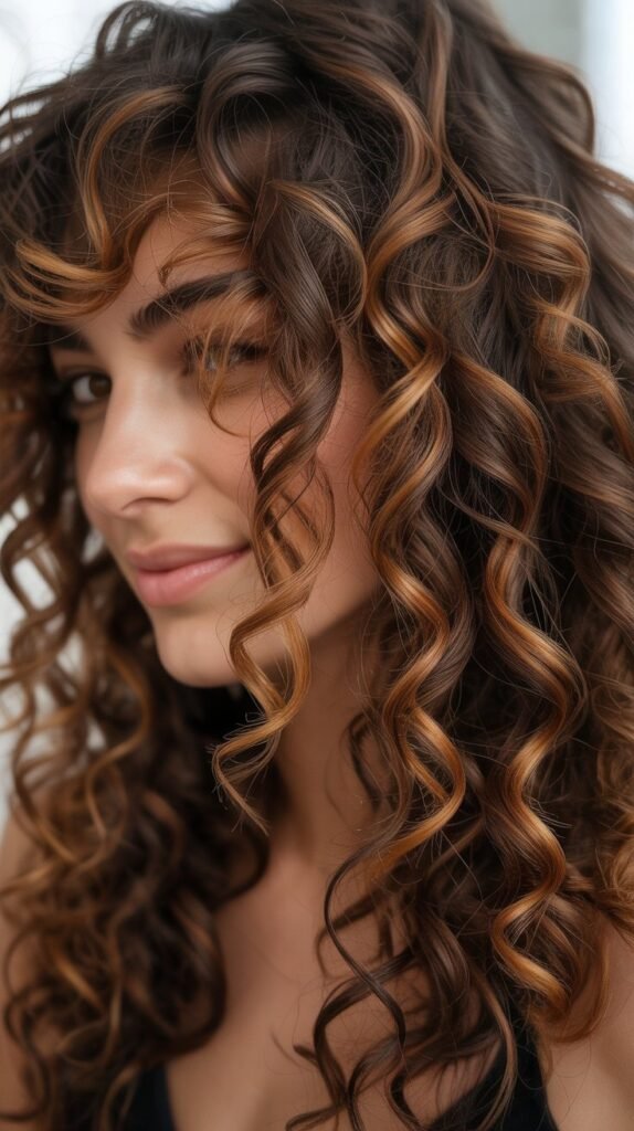 Warm Caramel Lowlights and Highlights