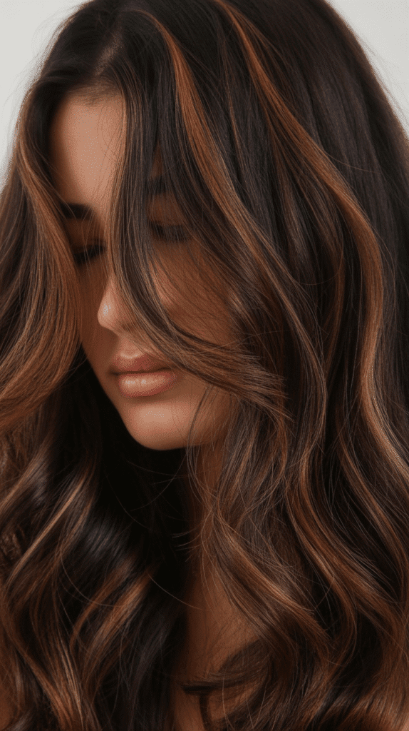 30+ Dark Brown Hair Color Ideas to Add Depth and Dimension 10 Dark Chocolate with Toffee Ribbons