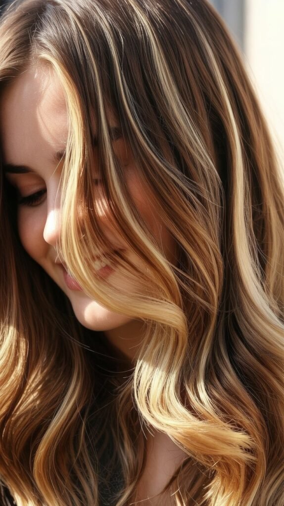 Sunkissed Blonde on Brown Hair