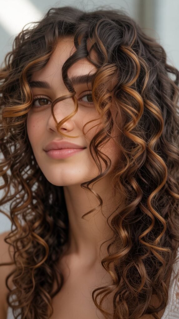 Caramel Highlights on Wash-and-Go Curls