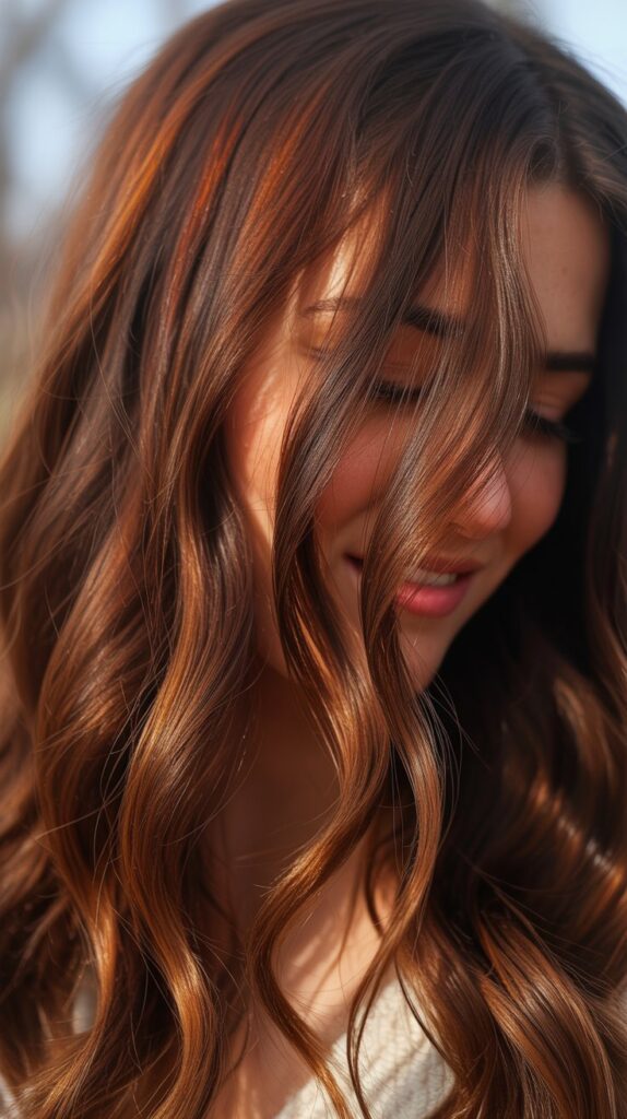 Best 27+ Elegant Winter Hair Colors for Brunettes 4 Cinnamon Spice Highlights